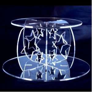  Two Tier Clear Acrylic Round Stars Wedding and Party Cake Stand 