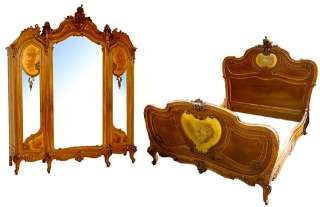 6537 Spectacular Louis XV Bed & 3 Door Armoire  