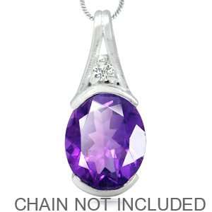   . Natural African Amethyst & White Topaz 925 Sterling Silver Pendant