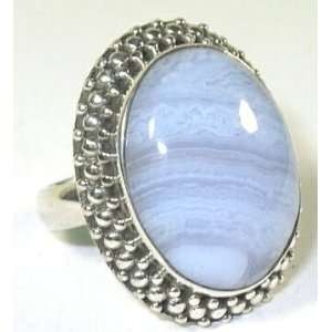  Blue Lace Agate Silver Ring   Size 6