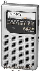 Sony AM/FM pocket radio Built in speaker Earphone jack LED tuning 