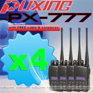4x Puxing PX 777 VHF136 174 MHZ Cable & earpiece radio  