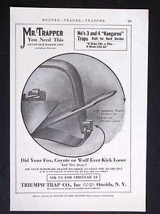 1917 TRIUMPH TRAP magazine Ad Fur Animal Trapping Trapper Oneida New 