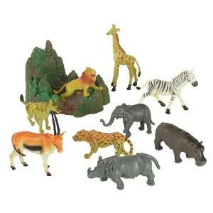 Safari Bucket Playset 10 Animal Figures with Mountain and 