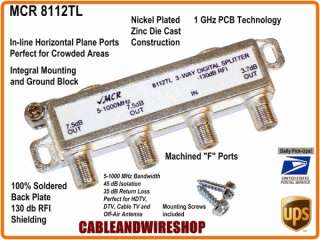 MCR 8112TL HDTV CABLE TV ANTENNA 3 WAY SIGNAL SPLITTER  