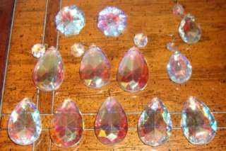 Opalescent Crystal Glass Lamp Prisms Vintage  