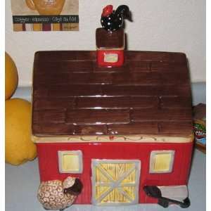  Vintage Collectible Red Barn Farm Cookie Jar Kitchen 