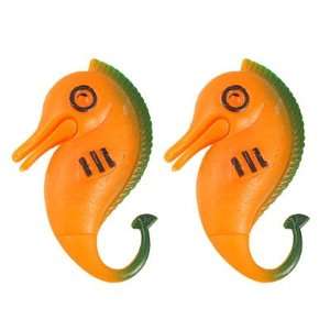 Como 2 Pcs Plastic Thin Tail Hippocampi Fish Aquarium Ornament Orange