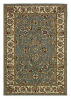 Blue Beige Transitional Handmade Wool Area Rug  