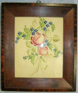 19thc Folk Art Theorem & Frame Katharine Maxey Patton  