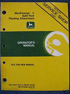 John Deere 7200 Split Row Planting Planter Attachment Operator Manual 