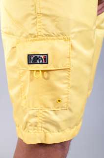 one cargo pocket with adam bomb logo two zipper back pockets 