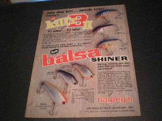 1977 Bagleys Fishing Lures Ad Killr B II Balsa Shiner  