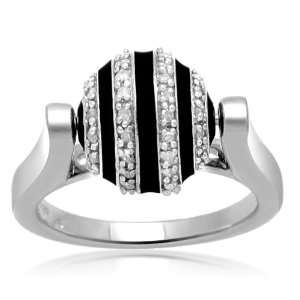 Sterling Silver Enamel Ball Diamond Ring (1/5 cttw, I J Color, I2 I3 