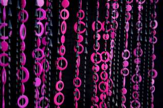 35Window Pink Circle&Black Raindrop Beaded Curtain #A3  