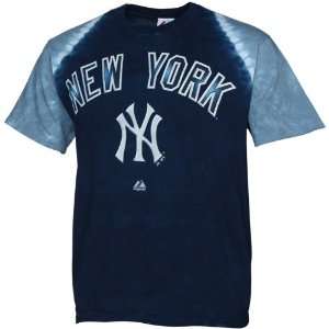  Majestic New York Yankees Ballgame Tie Dye T Shirt   Navy 