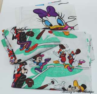 Vtg Disney Mickey Friends Sports Twin Sheet Set Bedding  