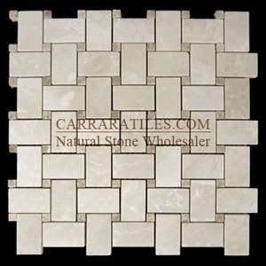 BASKETWEAVE TILE MOSAIC BOTTICINO MARBLE POLISHED  