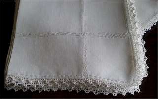   of 12 Beautiful Vintage Fancy Drawnwork & Lace Linen Napkins  