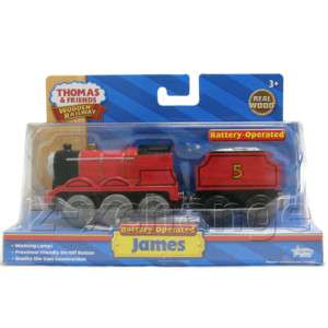 JAMES BATTERY POWERED Thomas Wooden Engine Train NIB 796714997186 