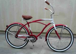 26 Aluminum Alloy Beach Cruiser Bicycle Bike Men Red  