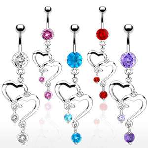 Lot of 5 ROMANTIC STYLE HEART BELLY RINGS WHOLESALE C14  
