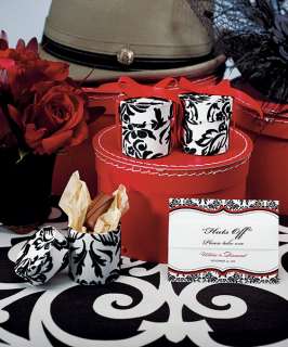 72)Love Bird Damask Favor Boxes Black Elegant Wedding  