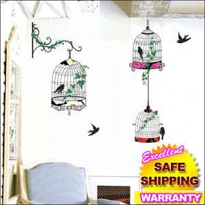 Bird Cage Vinyl Wall Stickers Home Decals Mural  