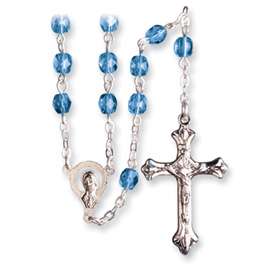 Blue Crystal Beaded 17.5 September Birthstone Rosary  