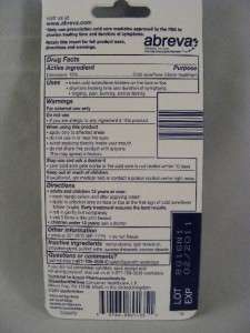 Abreva On the Go Cold Sore Fever Blister Treatment Docosanol 10% Cream 