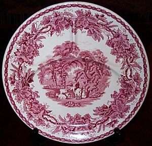 Booths BRITISH SCENERY Red Transferware GRILL PLATE  