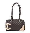Chanel Quilted Brown Leather Cambon Ligne Bowler Bag