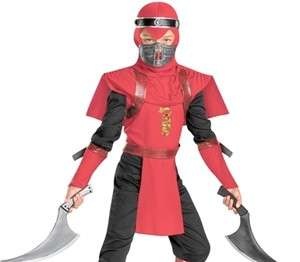 Kids Red Ninja Fighter Warrior Halloween Costume Boys  
