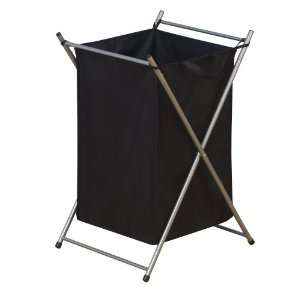 Household Essentials Folding Laundry Hamper with Black Polyester Bag 