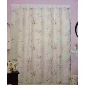   Shower Curtain Butterflies Leaves Branches Ferns
