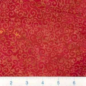 45 Wide Wax Batik Scroll Red Fabric By The Yard Arts 