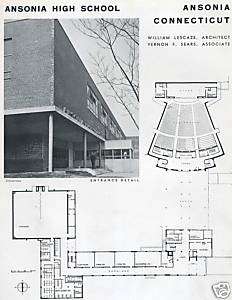 1937 ANSONIA CT High School Building Mgpgs PHOTOS Plans  