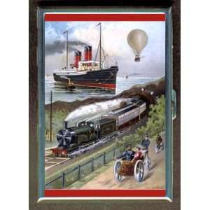   SHIP TRAIN BICYCLE ID CREDIT CARD WALLET CIGARETTE CASE COMPACT MIRROR