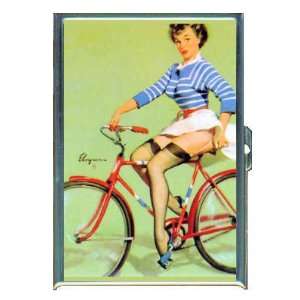   GIRL RETRO BICYCLE ID CREDIT CARD WALLET CIGARETTE CASE COMPACT MIRROR