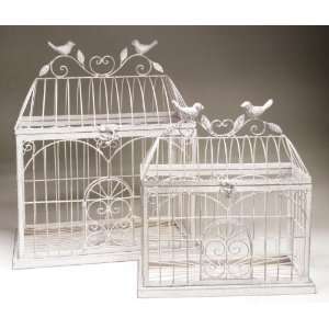  Whitewashed Decorative Bird Cage (Small)