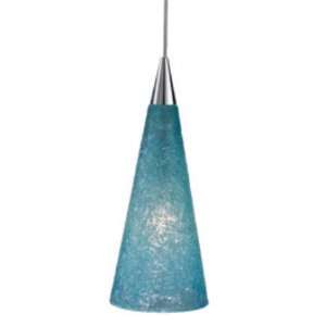   Lamp Pendant with Ice Blue Glass Matte Satin Nickel