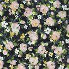 SHABBY Quilt Fabric CHIC Pink Carnations Roses Butterflies on Blue 