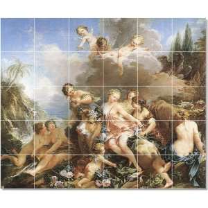 Francois Boucher Mythology Tile Mural Commercial Remodel Ideas  60x72 