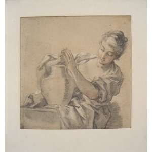 Girl With a Pitcher by Francis Boucher. size 17.75 inches width by 23 