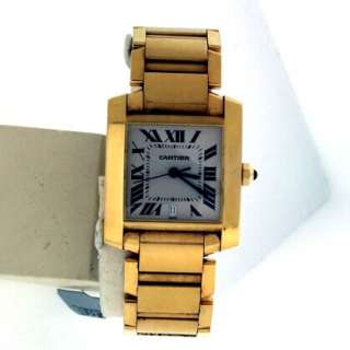 Cartier Tank Francaise $23,400 Mens 18k Gold Watch.  