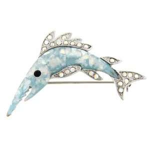  Rhinestone Swordfish Animal Brooch Pin Pugster Jewelry