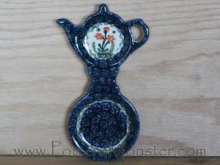 Polish Pottery CA Stoneware Tea bag spoon rest Coaster  