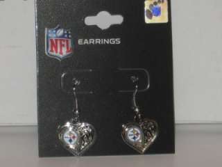   Steelers Official NFL Logo Heart Shaped Earrings  NEW