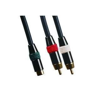 12ft Black Splitter Cable with RCA Female Mono to 2x RCA Male Stereo 
