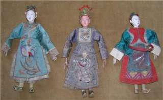 Antique Chinese Opera Puppet Dolls Chop Mark Vintage Silk 